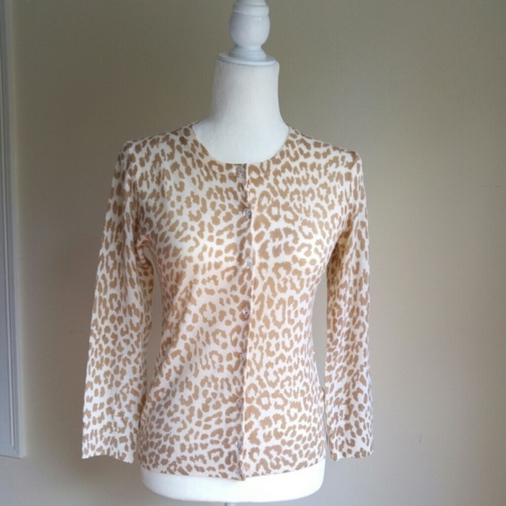 ⭐J. Crew Animal Print Merino Wool Cardigan - Picture 2 of 6